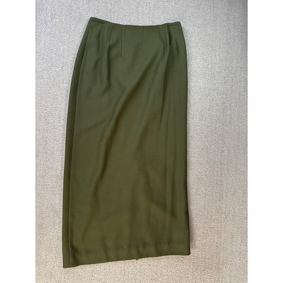 Halston Suit Set Skirt Jacket Career Academia Green Size 4 Petite - Picture 12 of 16